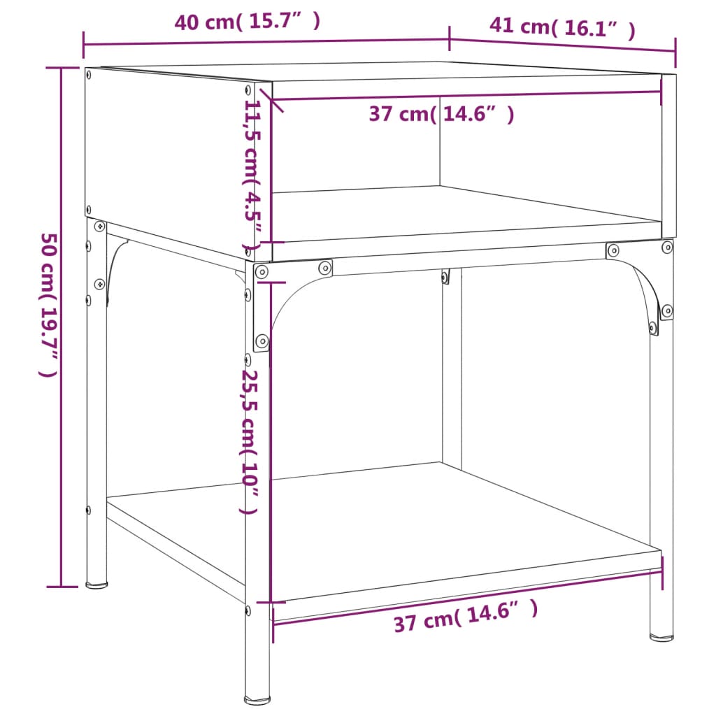 Nachttische 2 Stk. Grau Sonoma 40x41x50 cm Holzwerkstoff